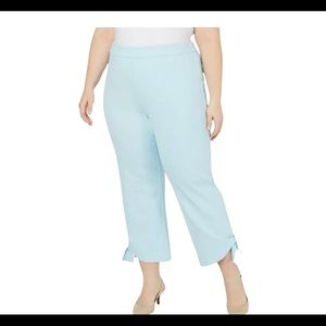 Alfani Blue Ankle Tie Pants Pull On Elastic Waist